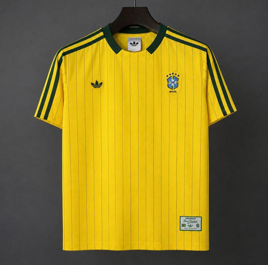 Brazil 2026 Adidas Originals Vintage Pinstripe Jersey - Yellow