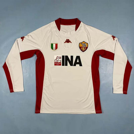 Roma 01/02 Away Retro Shirt - Long Sleeve