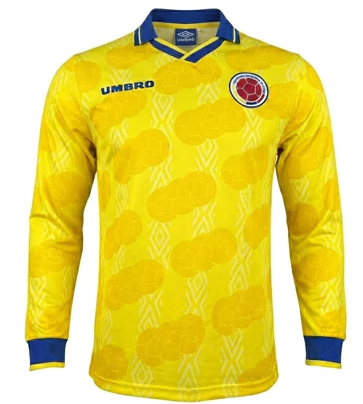 Colombia 1994 Retro Home Long Sleeve Jersey