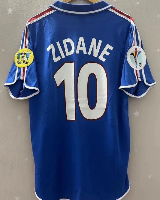 France 00/01 Home Retro Shirt - ZIDANE #10 (+Patches)